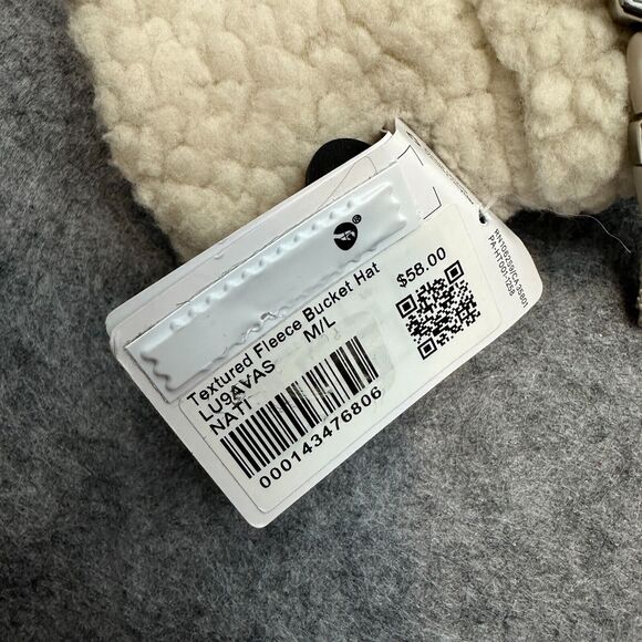 Lululemon Textured Fleece Bucket Hat M/L NATI Natural Ivory Cream White New main image 5